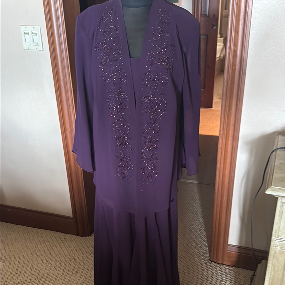 Mother of Groom or Bride Wine Embellished Dress Set